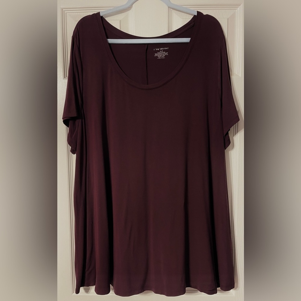 Lane Bryant‎ Women's Plus Size Crew Neck Top Size 26/28, Maroon